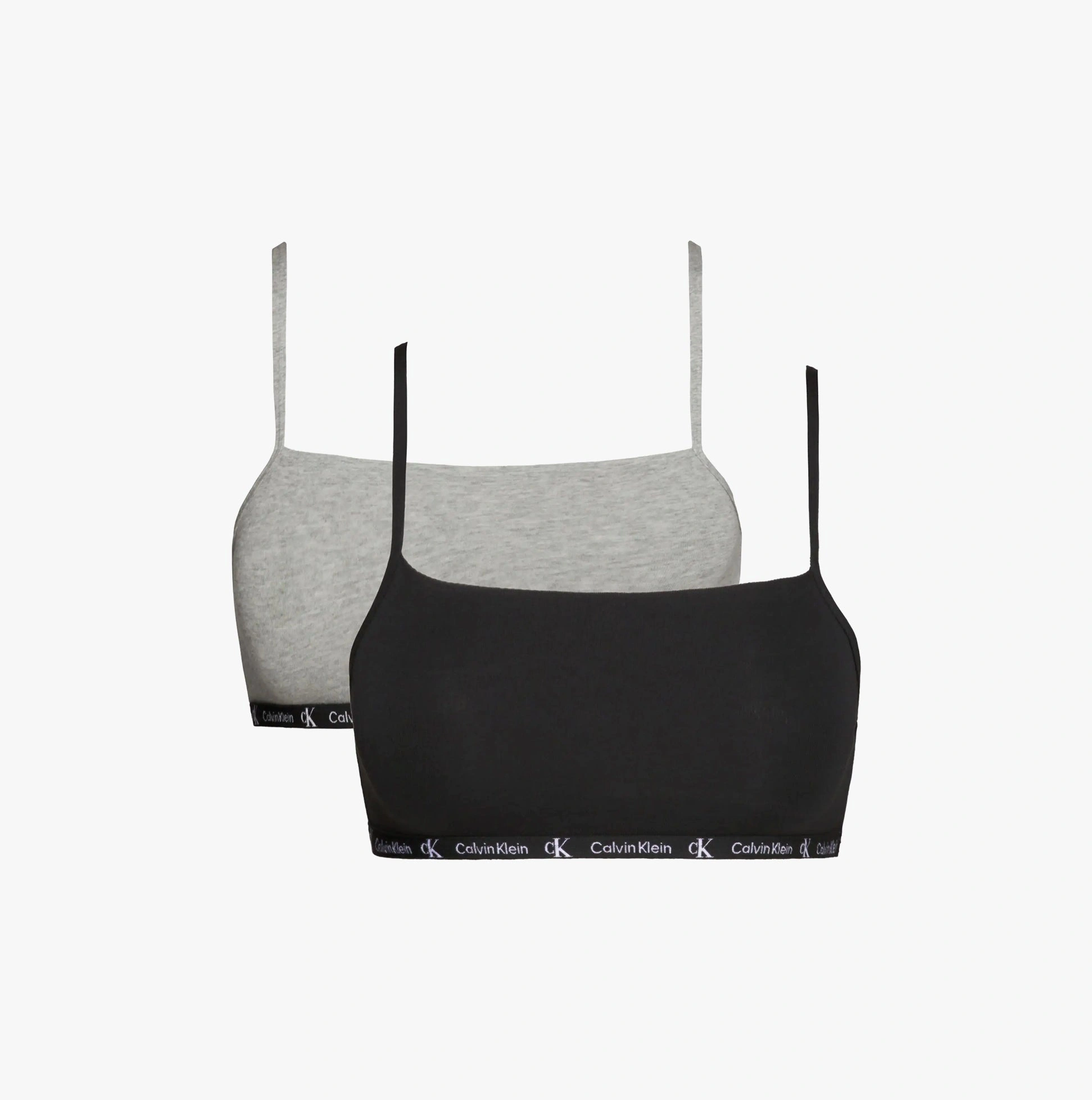 CK 1996 Bralette Duo: Comfort & Style in Classic Black & Heather Grey. Unlined Perfection.